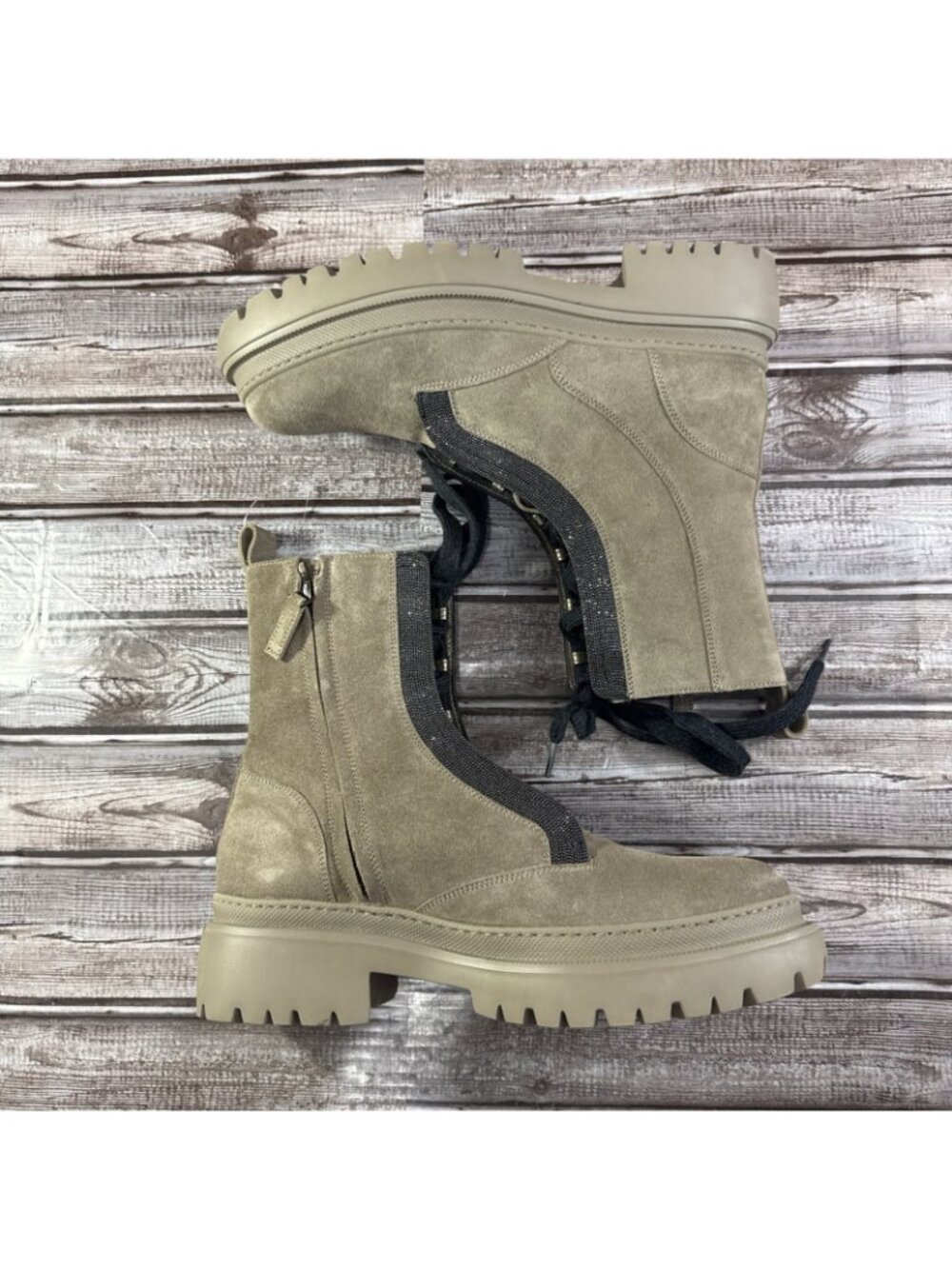 BRUNELLO CUCINELLI Suede Boots Monili Trims Size 40.5 EU 10.5 US Grey New $1183 - Picture 4 of 11